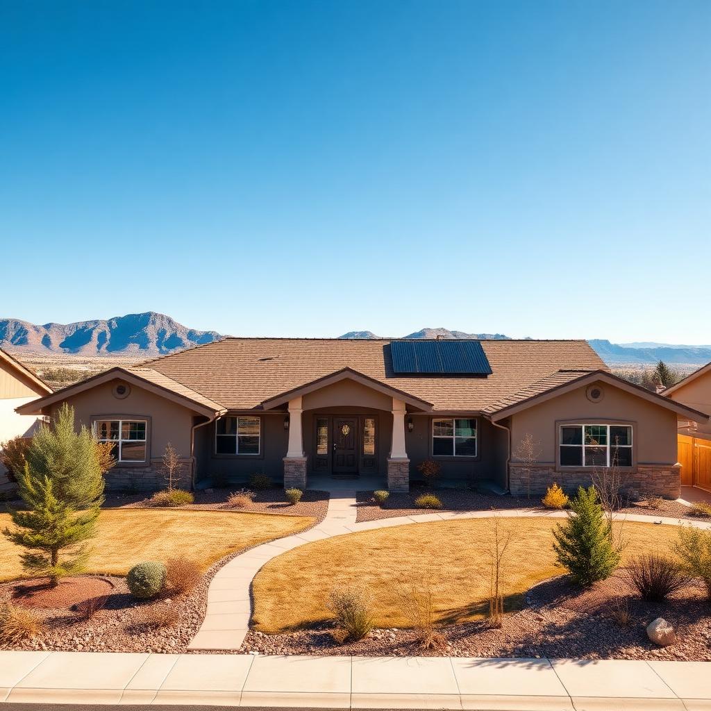Colorado Front Range home with solar panels on the rear roof